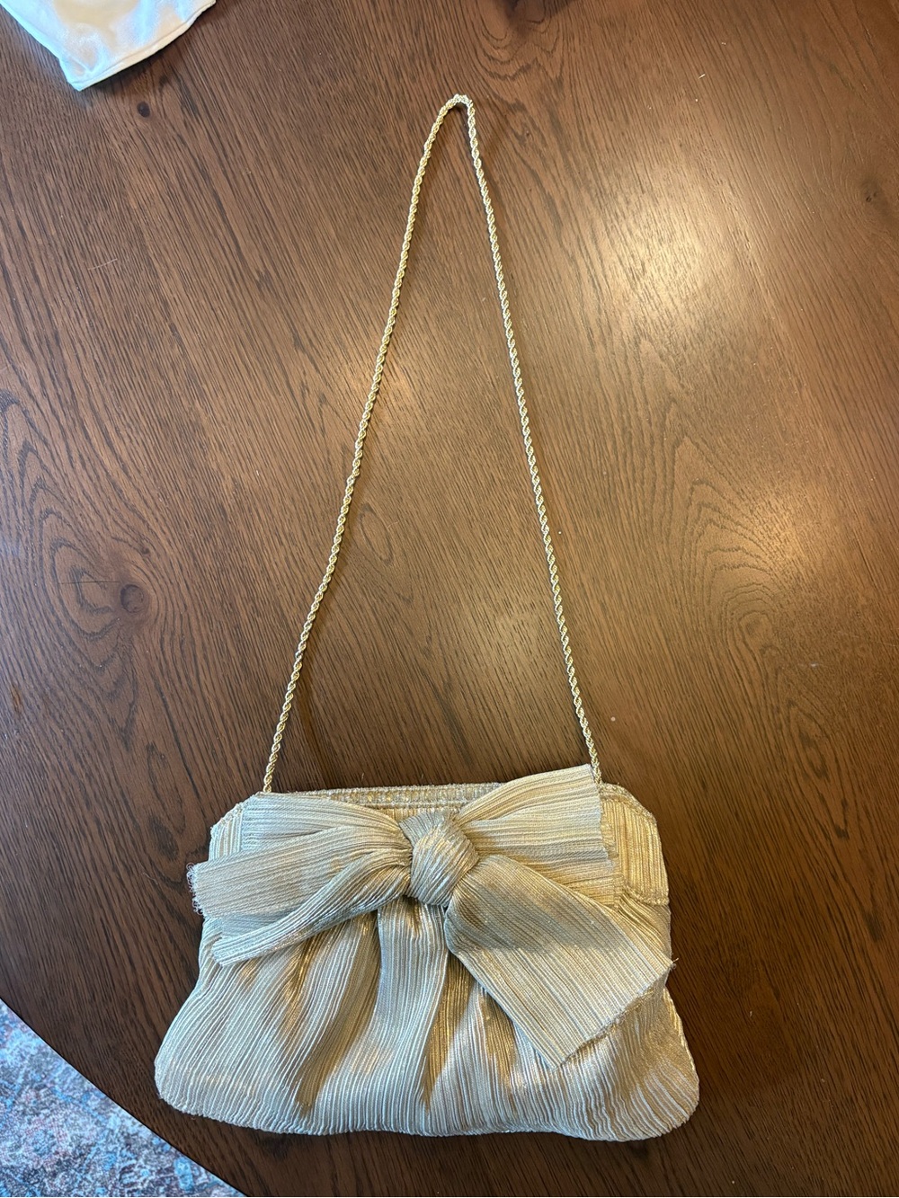 Loeffler Randall gold Bow Shoulder Bag or clutchwith Gold Chain
